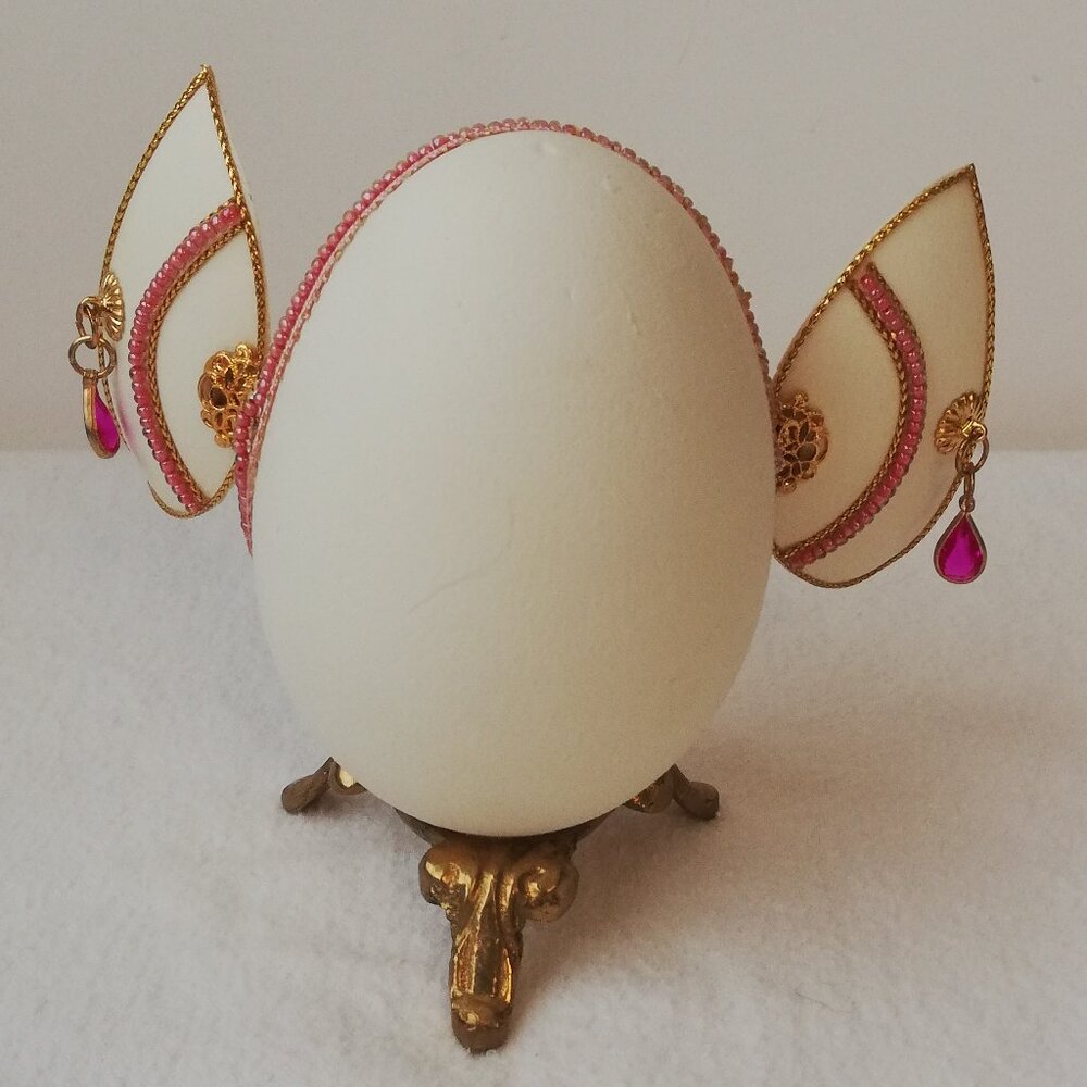 Vintage "The Enchanted" Goose Egg Diorama Trinket Box - White Maltese Puppy - Picture 6 of 9